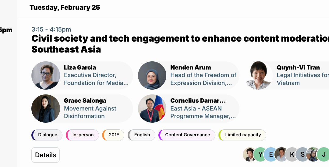 [Rightscon 2025 Taipei] SEACPN on Content Moderation